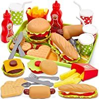 Buyger Comida Hamburguesa Juguete Cocina Accesorios Alimentos Juguetes Cocinita con Bandeja- Color-Modelo Surtido- Juego…